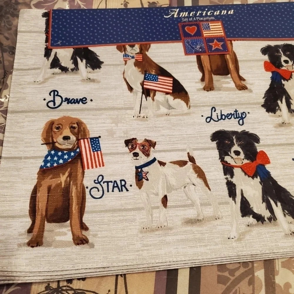 Americana Patriotic Doggie Placemats Set of 4